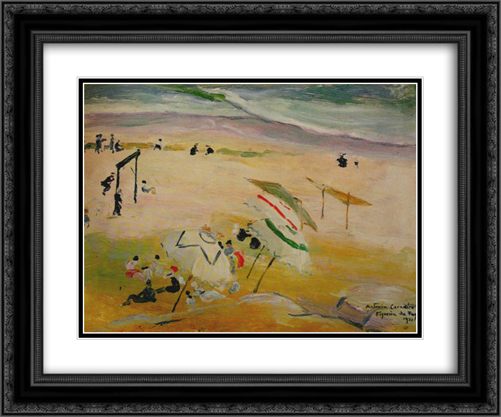 Praia da Figueira da Foz 24x20 Black Ornate Wood Framed Art Print Poster with Double Matting by Carneiro, Antonio