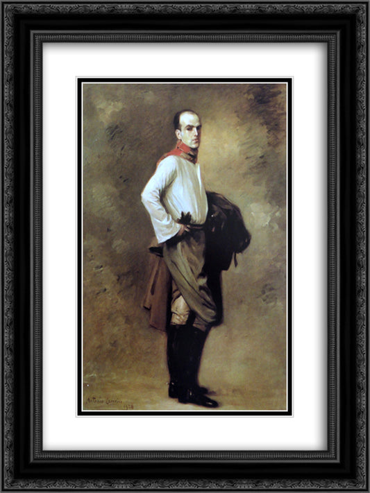 Retrato de Carlos Carneiro, Cavaleiro 18x24 Black Ornate Wood Framed Art Print Poster with Double Matting by Carneiro, Antonio