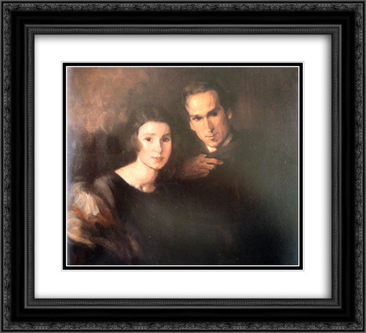 Retrato de Claudio e Maria 22x20 Black Ornate Wood Framed Art Print Poster with Double Matting by Carneiro, Antonio