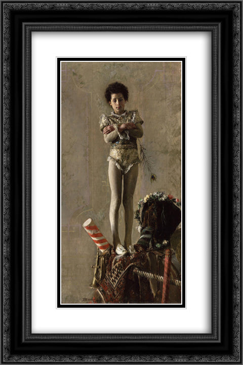 Il Saltimbanco 16x24 Black Ornate Wood Framed Art Print Poster with Double Matting by Mancini, Antonio