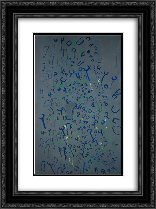 Estensione blu - grigio 18x24 Black Ornate Wood Framed Art Print Poster with Double Matting by Sanfilippo, Antonio