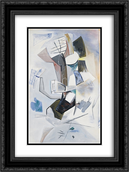 Mondo e uomo 18x24 Black Ornate Wood Framed Art Print Poster with Double Matting by Sanfilippo, Antonio
