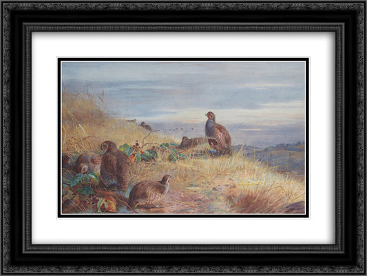 The Covey at Daybreak 24x18 Black Ornate Wood Framed Art Print Poster with Double Matting by Thorburn, Archibald