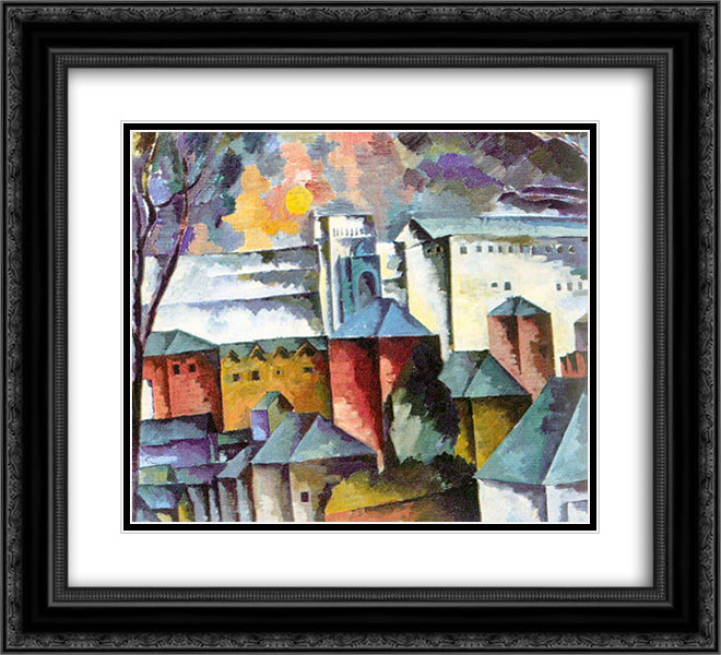 Landscape with the monastery walls 22x20 Black Ornate Wood Framed Art Print Poster with Double Matting by Lentulov, Aristarkh