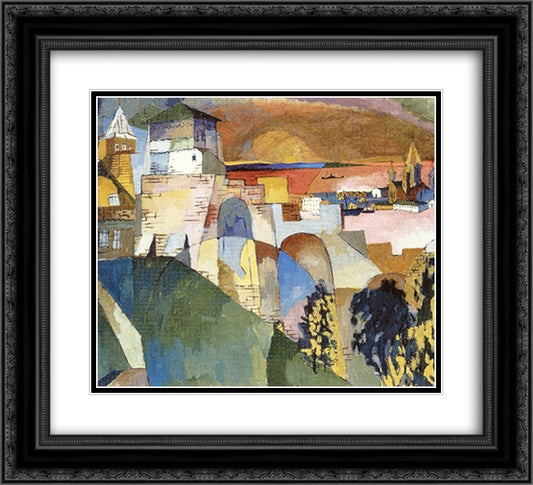 Nizhny Novgorod 22x20 Black Ornate Wood Framed Art Print Poster with Double Matting by Lentulov, Aristarkh