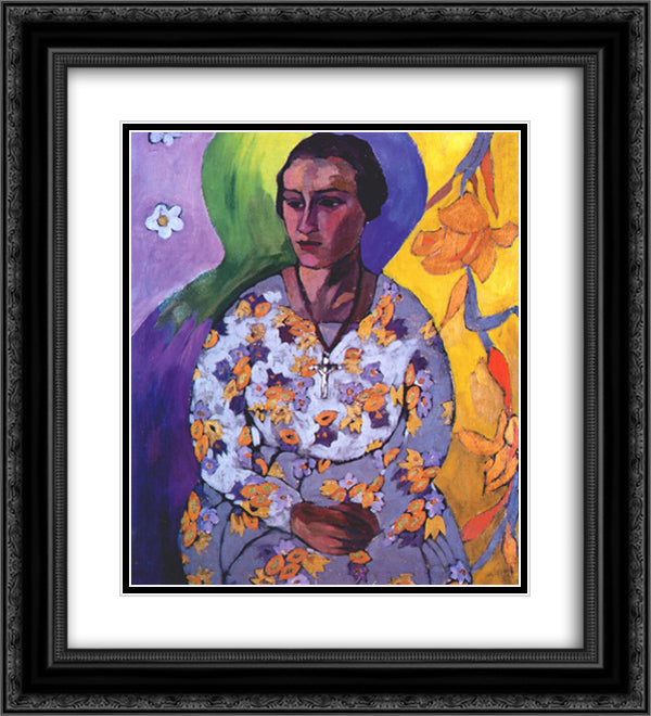 Portrait of N. Svendonskaya 20x22 Black Ornate Wood Framed Art Print Poster with Double Matting by Lentulov, Aristarkh