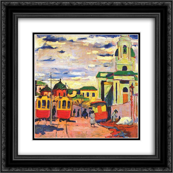 Street, Moscow 20x20 Black Ornate Wood Framed Art Print Poster with Double Matting by Lentulov, Aristarkh