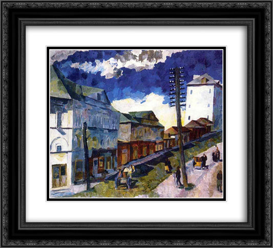 Street in Sergiev Posad 22x20 Black Ornate Wood Framed Art Print Poster with Double Matting by Lentulov, Aristarkh