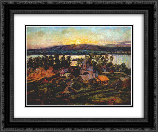 Sunset on the Volga 24x20 Black Ornate Wood Framed Art Print Poster with Double Matting by Lentulov, Aristarkh