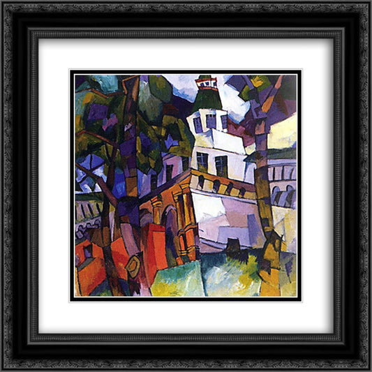 The gate with a tower. New Jerusalem 20x20 Black Ornate Wood Framed Art Print Poster with Double Matting by Lentulov, Aristarkh