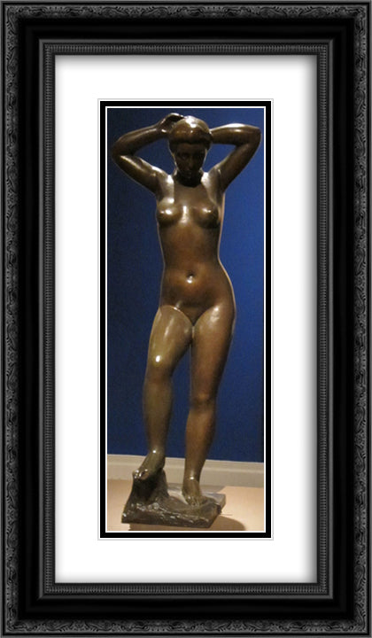 Bather Putting Up Her Hair 14x24 Black Ornate Wood Framed Art Print Poster with Double Matting by Maillol, Aristide