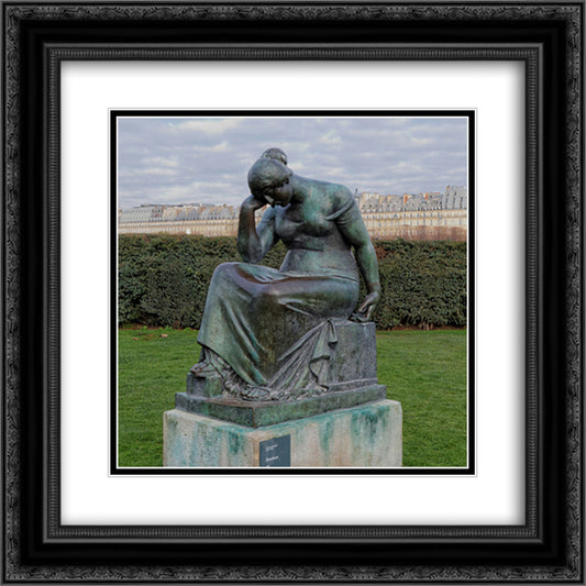 Douleur 20x20 Black Ornate Wood Framed Art Print Poster with Double Matting by Maillol, Aristide