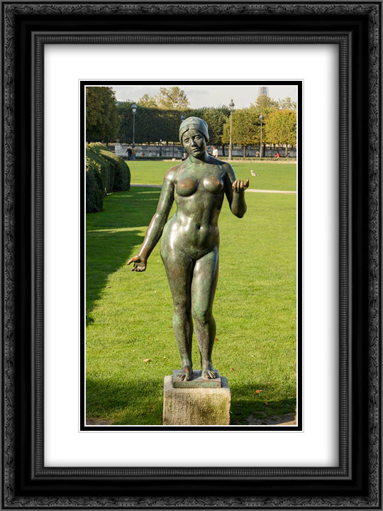 L'ete 18x24 Black Ornate Wood Framed Art Print Poster with Double Matting by Maillol, Aristide