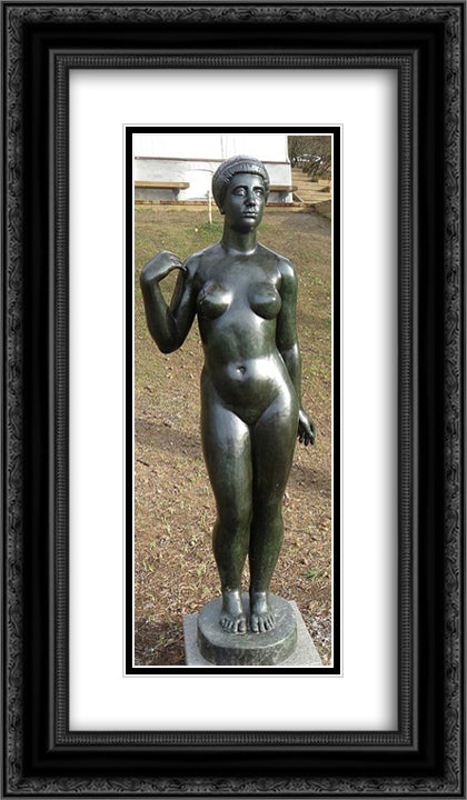 Nue sans Draperie 14x24 Black Ornate Wood Framed Art Print Poster with Double Matting by Maillol, Aristide