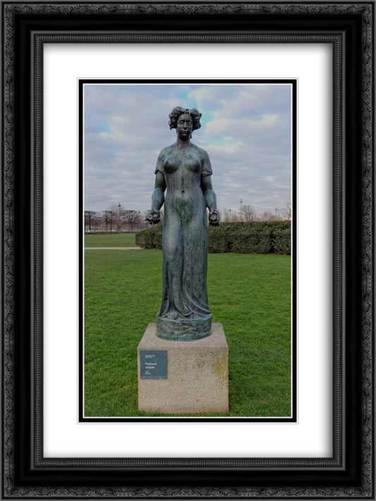 Pomone drapee 18x24 Black Ornate Wood Framed Art Print Poster with Double Matting by Maillol, Aristide