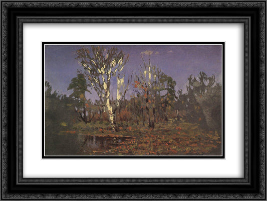 A grove with birch 24x18 Black Ornate Wood Framed Art Print Poster with Double Matting by Kuindzhi, Arkhip