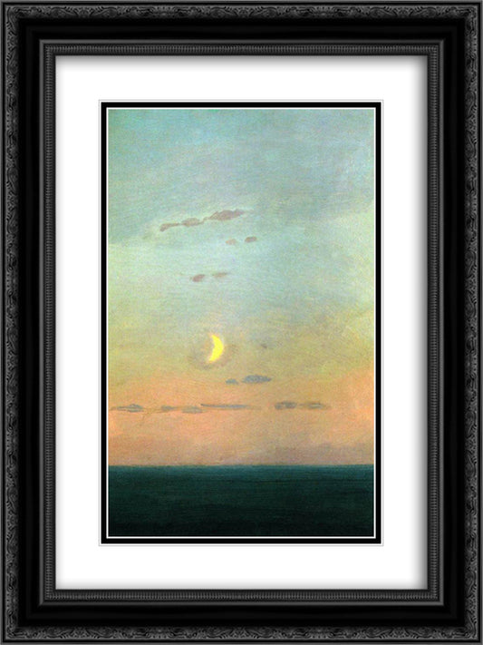 Crescent moon at sunset 18x24 Black Ornate Wood Framed Art Print Poster with Double Matting by Kuindzhi, Arkhip