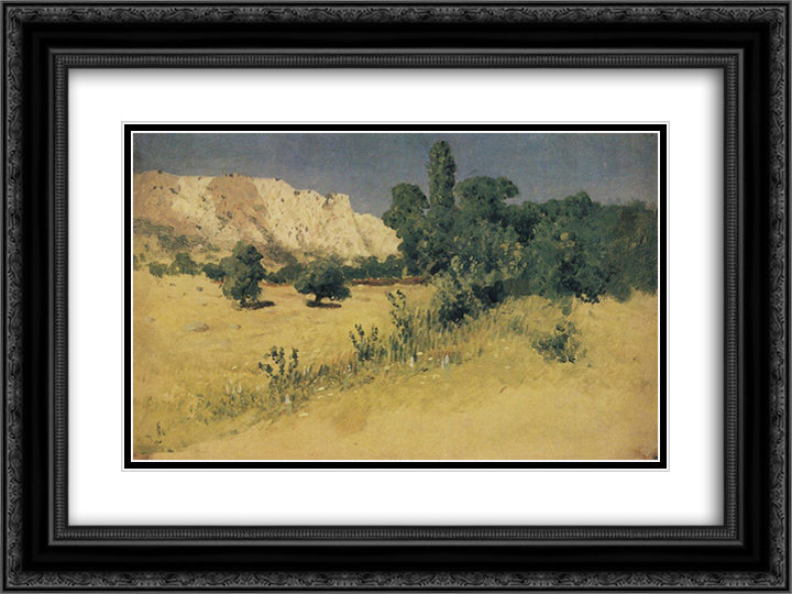 Crimea. Yayla 24x18 Black Ornate Wood Framed Art Print Poster with Double Matting by Kuindzhi, Arkhip