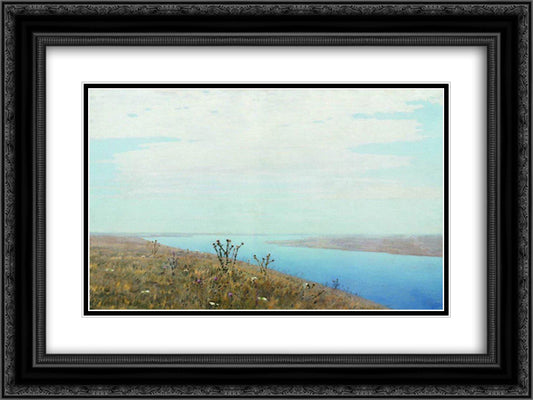 Dnieper 24x18 Black Ornate Wood Framed Art Print Poster with Double Matting by Kuindzhi, Arkhip