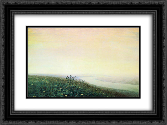 Dnieper in the morning 24x18 Black Ornate Wood Framed Art Print Poster with Double Matting by Kuindzhi, Arkhip