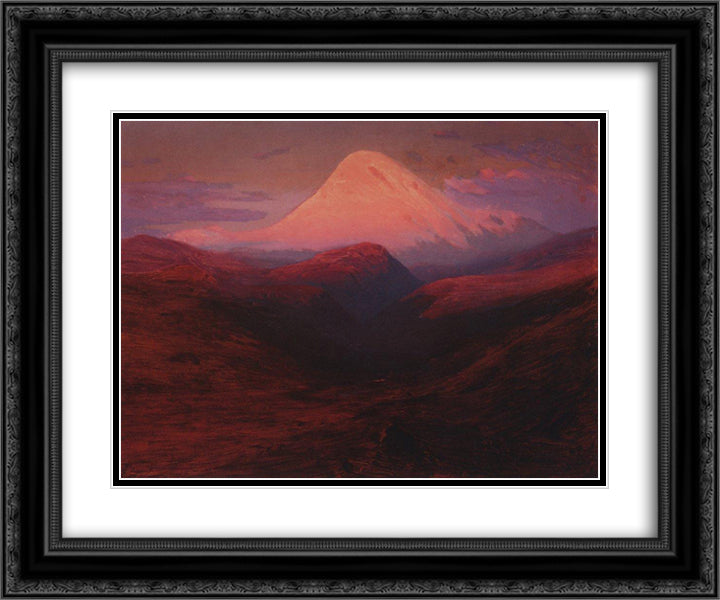 Elbrus in the Evening 24x20 Black Ornate Wood Framed Art Print Poster with Double Matting by Kuindzhi, Arkhip