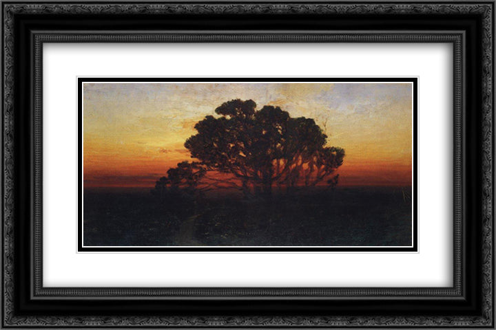 Evening 24x16 Black Ornate Wood Framed Art Print Poster with Double Matting by Kuindzhi, Arkhip