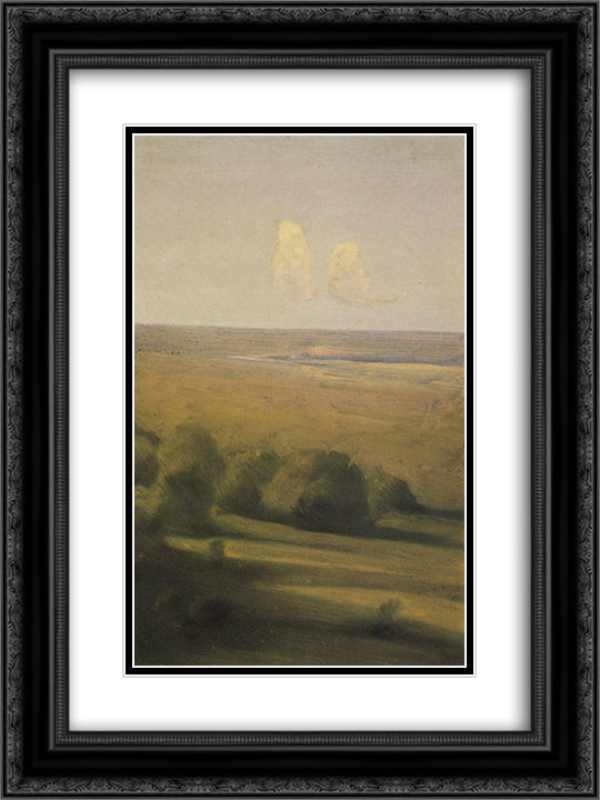 Evening in the steppe 18x24 Black Ornate Wood Framed Art Print Poster with Double Matting by Kuindzhi, Arkhip