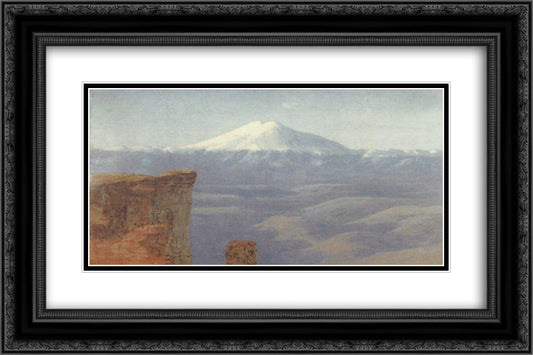 Fog in the mountains. Caucasus 24x16 Black Ornate Wood Framed Art Print Poster with Double Matting by Kuindzhi, Arkhip