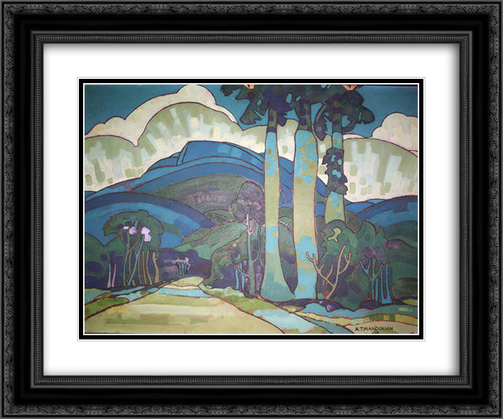 Hawaiian Landscape 24x20 Black Ornate Wood Framed Art Print Poster with Double Matting by Manookian, Arman