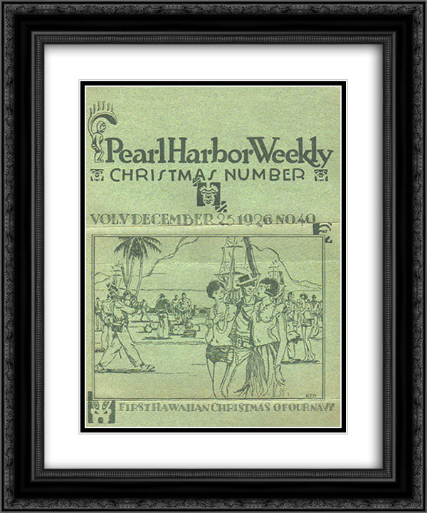 Manookian's cover for 'Pearl Harbor Weekly', December 1926 20x24 Black Ornate Wood Framed Art Print Poster with Double Matting by Manookian, Arman