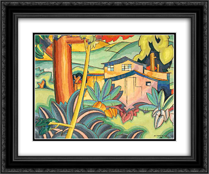 Old Kahala Home 24x20 Black Ornate Wood Framed Art Print Poster with Double Matting by Manookian, Arman