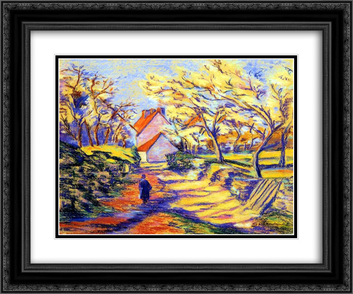 a la campagne 24x20 Black Ornate Wood Framed Art Print Poster with Double Matting by Guillaumin, Armand