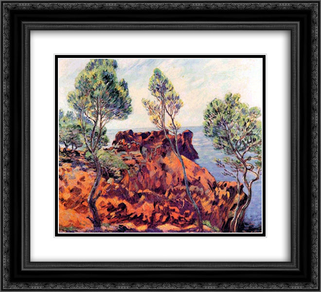 Agay, les Roches Rouges 22x20 Black Ornate Wood Framed Art Print Poster with Double Matting by Guillaumin, Armand