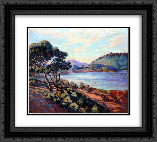 Agay Bay 22x20 Black Ornate Wood Framed Art Print Poster with Double Matting by Guillaumin, Armand