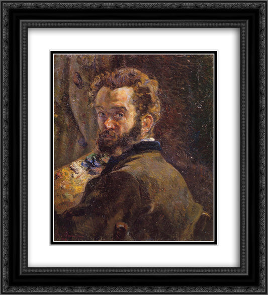 Autoportrait au chevalet 20x22 Black Ornate Wood Framed Art Print Poster with Double Matting by Guillaumin, Armand