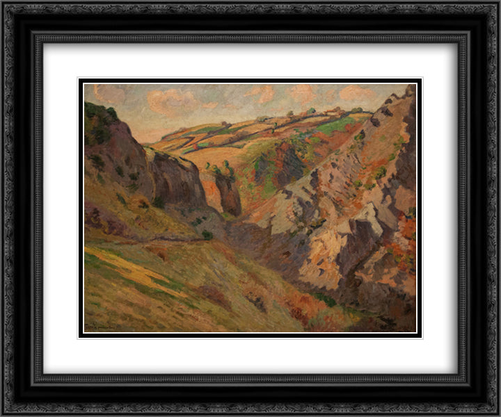 Caves Prunal near Pontgibaud (Auvergne) 24x20 Black Ornate Wood Framed Art Print Poster with Double Matting by Guillaumin, Armand