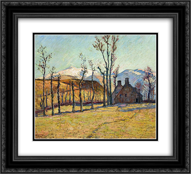 Cottages in a landscape 22x20 Black Ornate Wood Framed Art Print Poster with Double Matting by Guillaumin, Armand