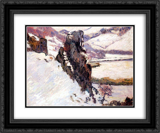 Creuse under the snow 24x20 Black Ornate Wood Framed Art Print Poster with Double Matting by Guillaumin, Armand