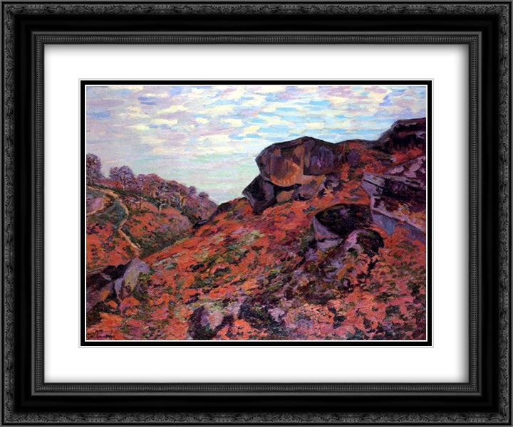 Crozant, les Monts Sedelle, matin 24x20 Black Ornate Wood Framed Art Print Poster with Double Matting by Guillaumin, Armand