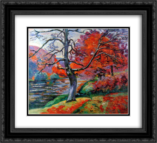 Echo Rock 22x20 Black Ornate Wood Framed Art Print Poster with Double Matting by Guillaumin, Armand