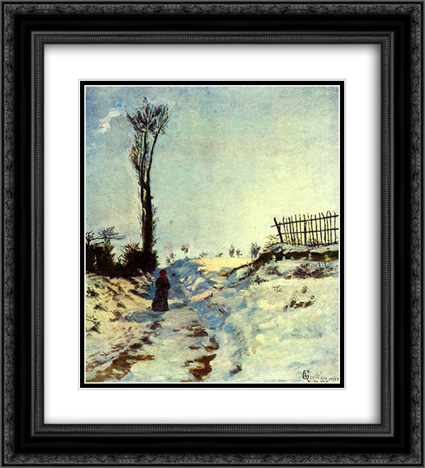 Hollow in the Snow 20x22 Black Ornate Wood Framed Art Print Poster with Double Matting by Guillaumin, Armand