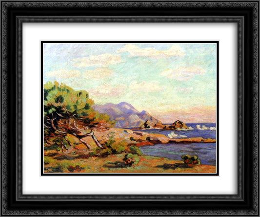 La Pointe du Lou Gaou 24x20 Black Ornate Wood Framed Art Print Poster with Double Matting by Guillaumin, Armand