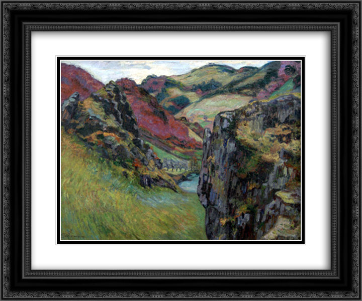 Landscape near Saint-Julien-des-Chazes 24x20 Black Ornate Wood Framed Art Print Poster with Double Matting by Guillaumin, Armand