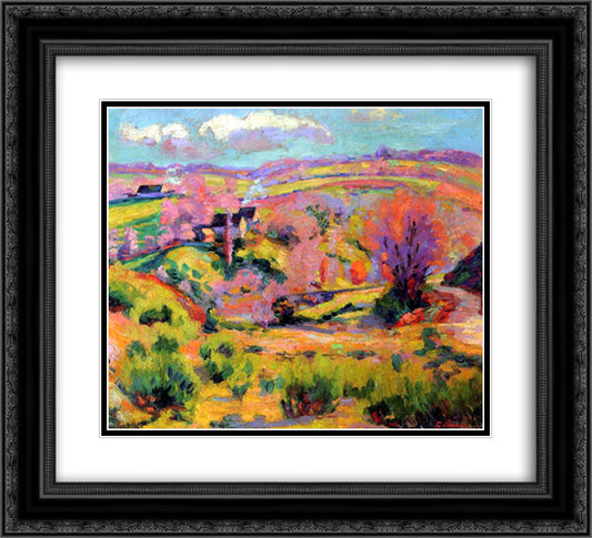 Landscape of Creuse at spring 22x20 Black Ornate Wood Framed Art Print Poster with Double Matting by Guillaumin, Armand