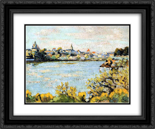 Le Pornic 24x20 Black Ornate Wood Framed Art Print Poster with Double Matting by Guillaumin, Armand