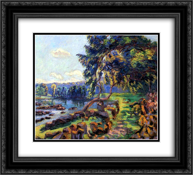 Les rapides a Genetin 22x20 Black Ornate Wood Framed Art Print Poster with Double Matting by Guillaumin, Armand