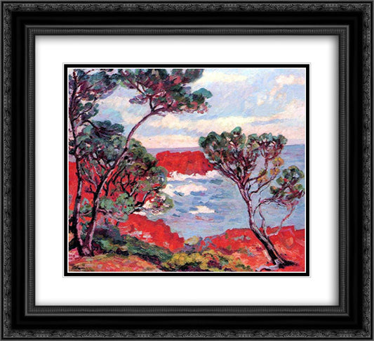 Les rochers rouges 22x20 Black Ornate Wood Framed Art Print Poster with Double Matting by Guillaumin, Armand