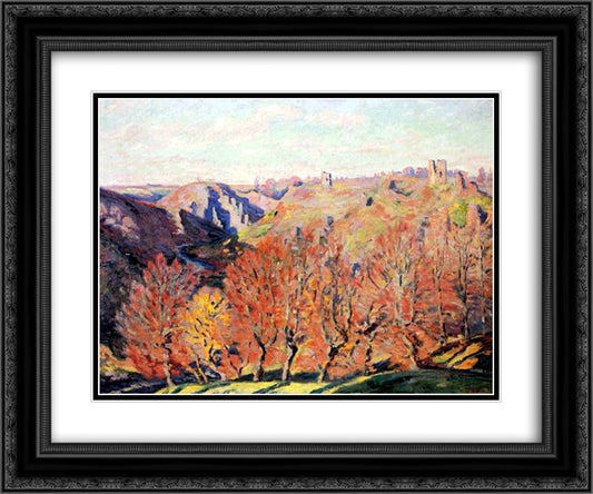 Les Ruines a Crozant 24x20 Black Ornate Wood Framed Art Print Poster with Double Matting by Guillaumin, Armand