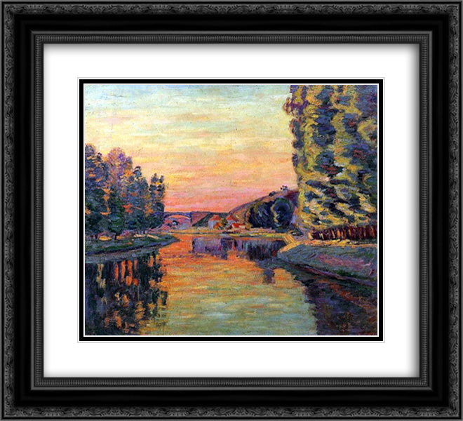 Moret 22x20 Black Ornate Wood Framed Art Print Poster with Double Matting by Guillaumin, Armand