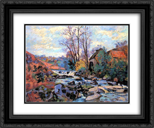 Moulin Bouchardon, Crozant 24x20 Black Ornate Wood Framed Art Print Poster with Double Matting by Guillaumin, Armand